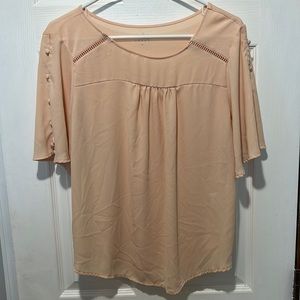 New York and Company Pink Short Sleeve Blouse, Size M